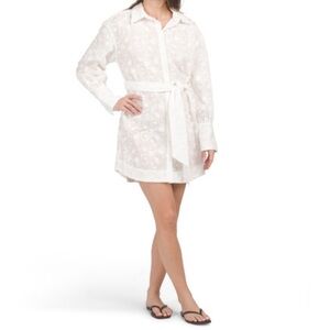 Secret Mission Skype Embroidered Belted Shirt Dress Mini Size Small NWT